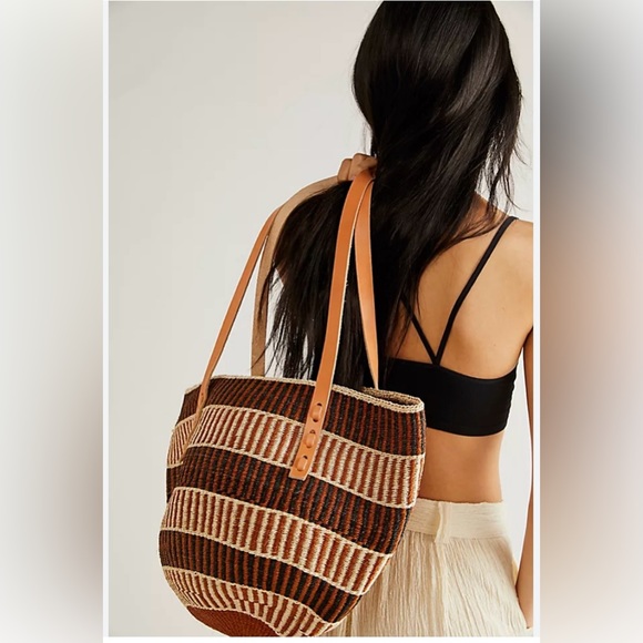 Jenna Bee Handbags - Striped Brown and Tan Tote Bag